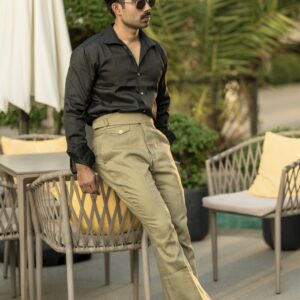 olive belbottom formal pant