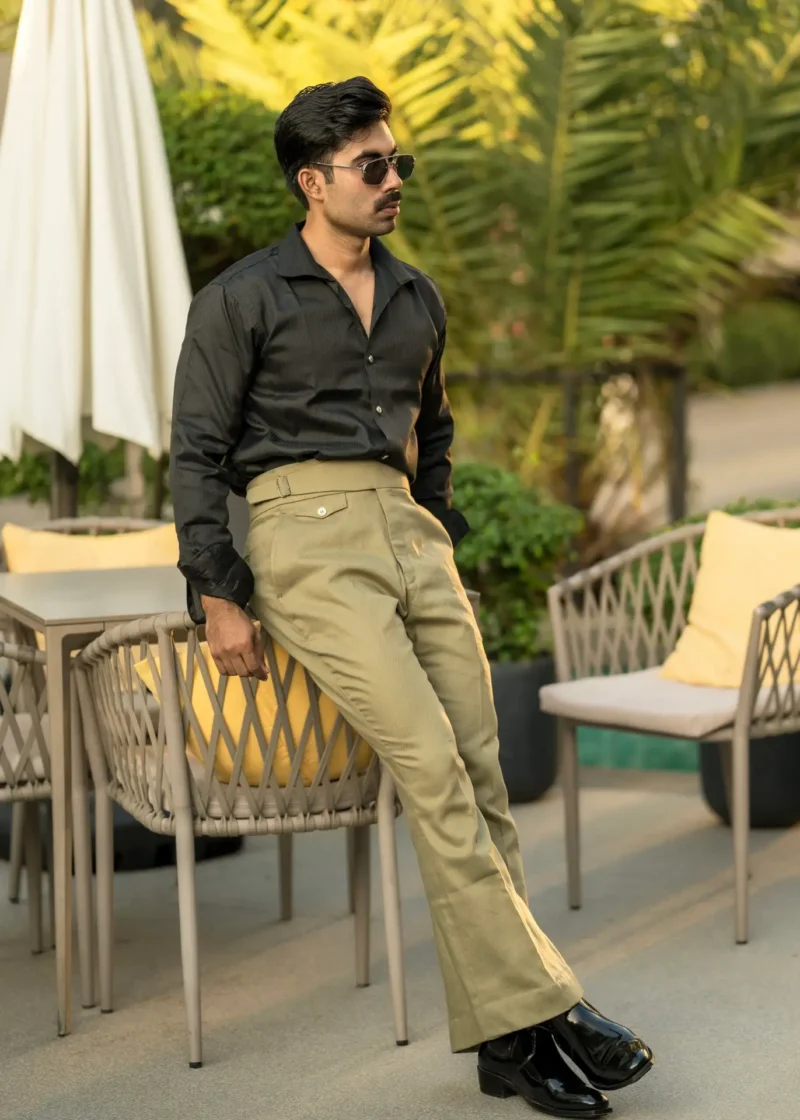 olive belbottom formal pant