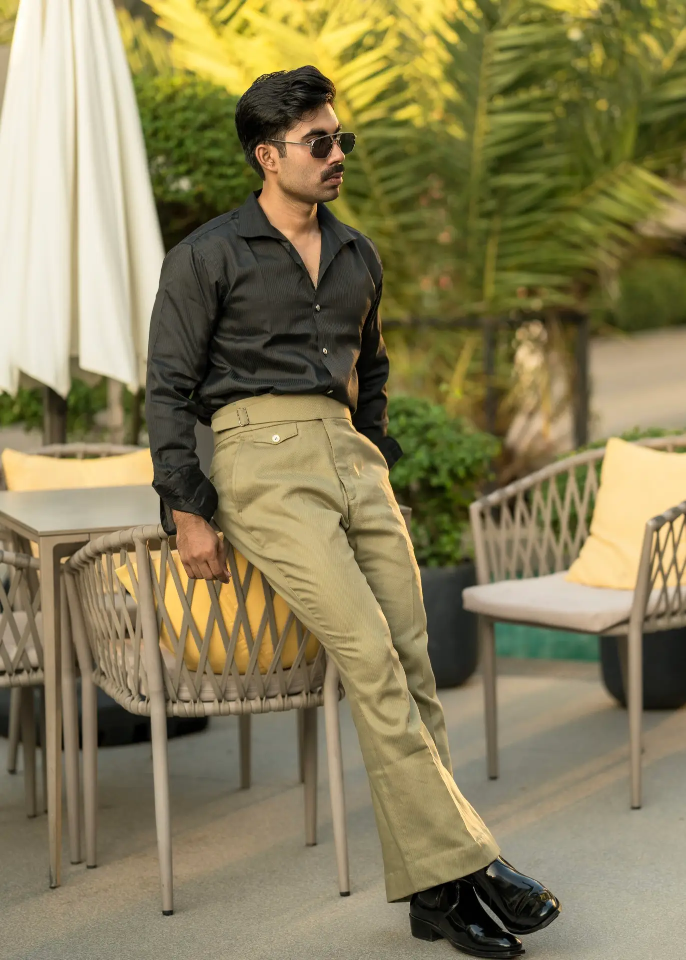 olive belbottom formal pant