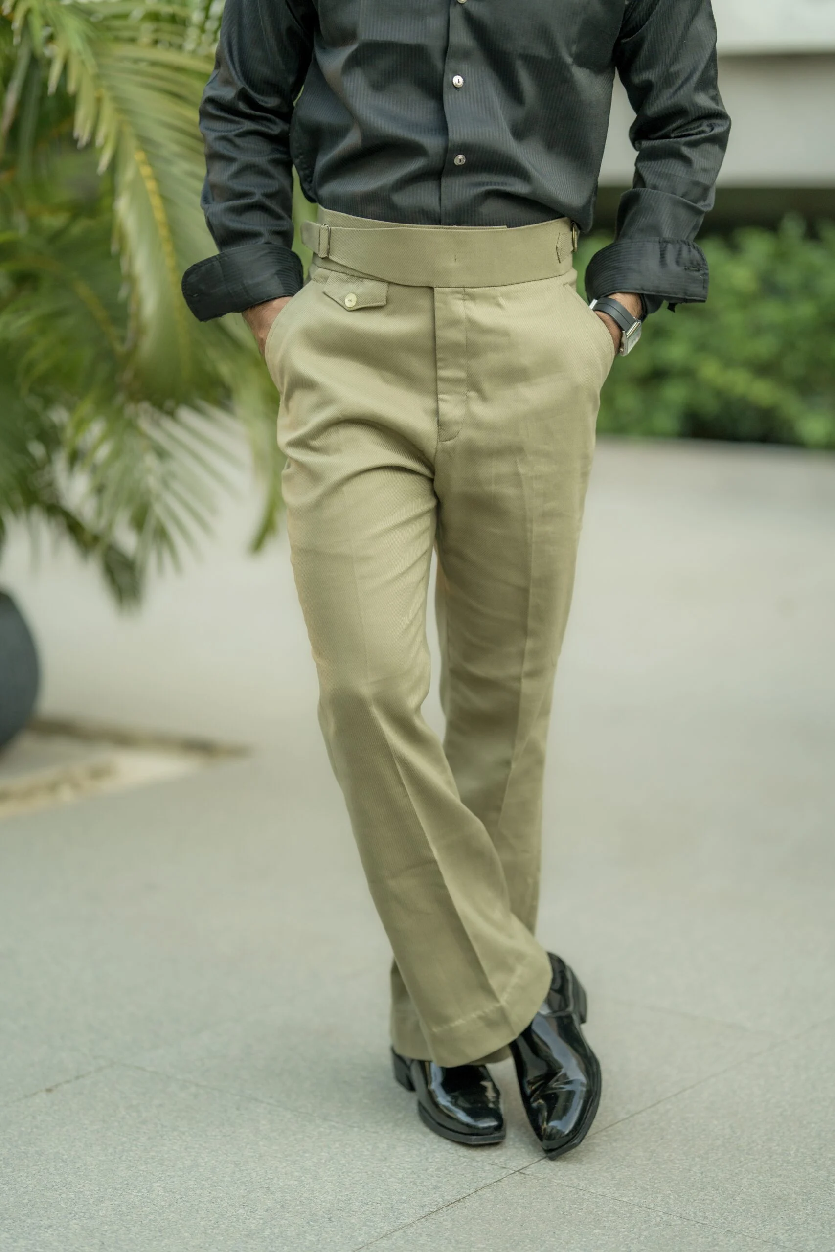 Olive Bellbottom Formal Pants - Image 3