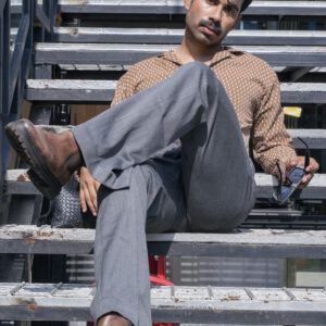 grey bellbottom pant