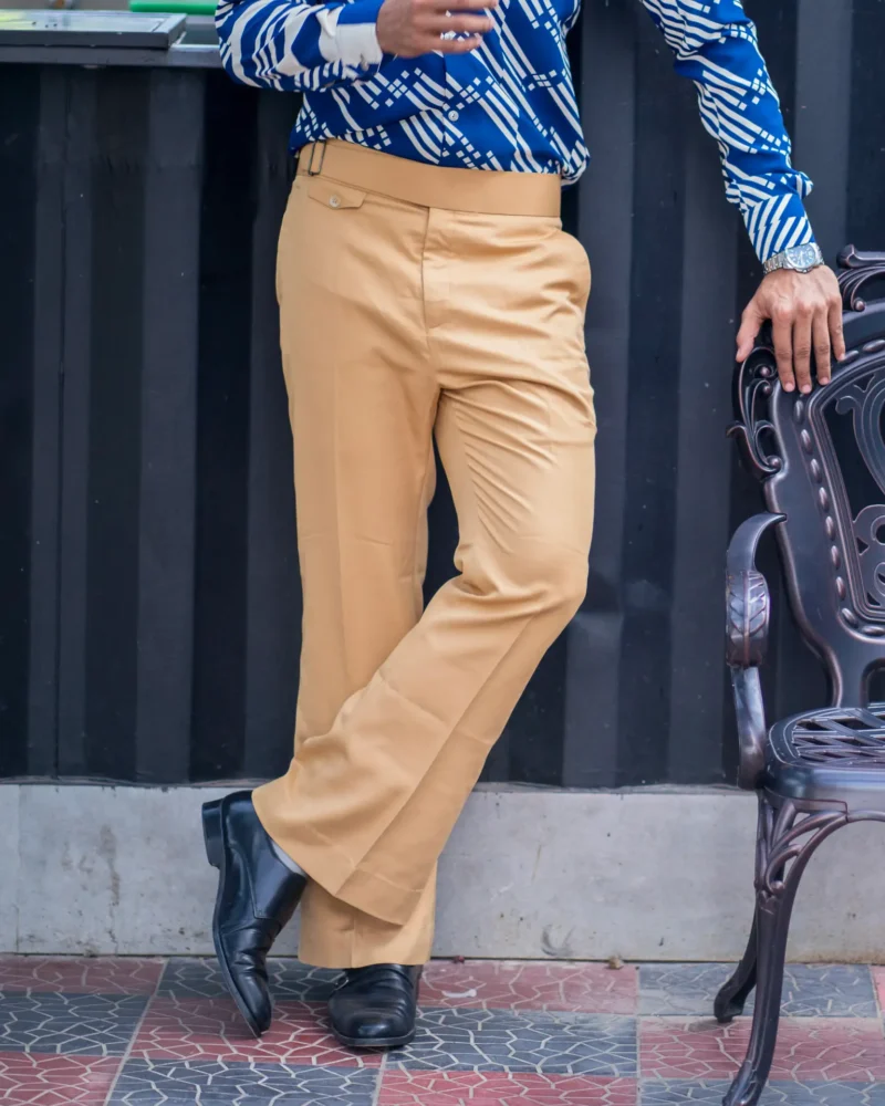 khaki bellbottom pant